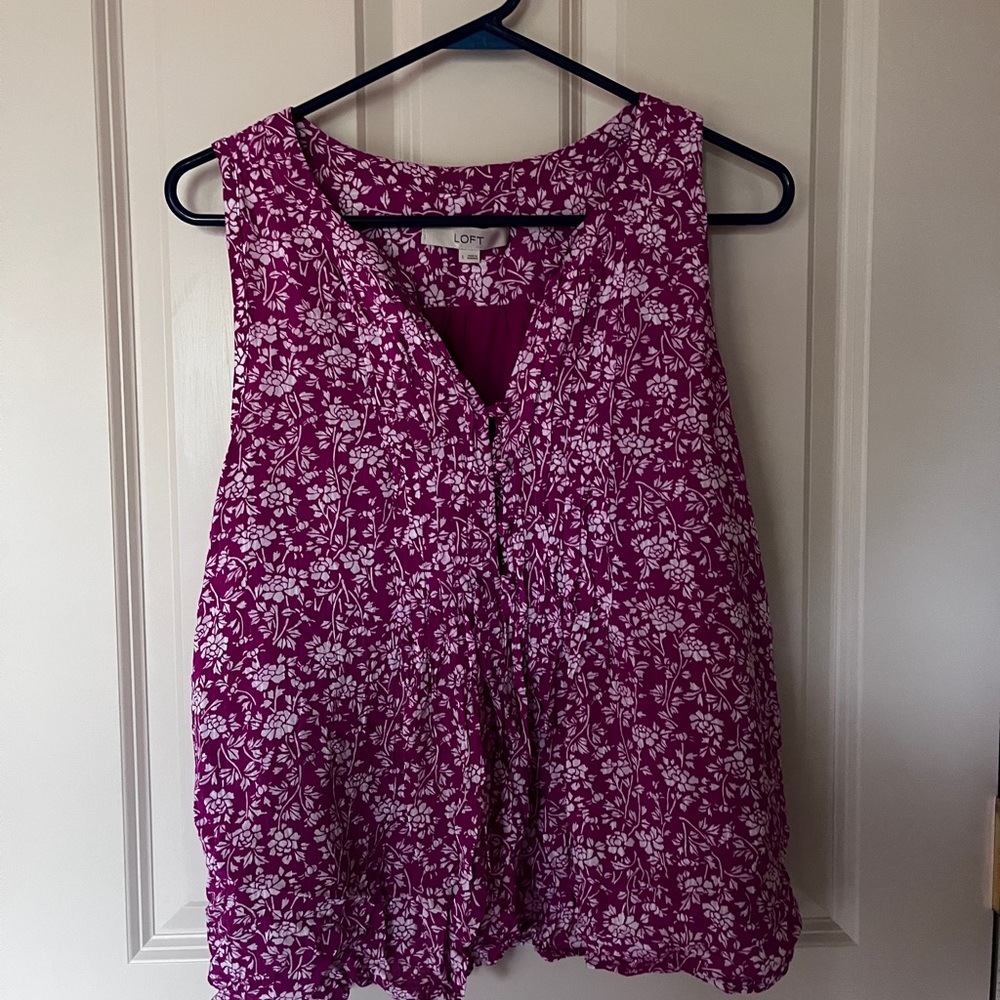 LOFT Magenta Floral Blouse